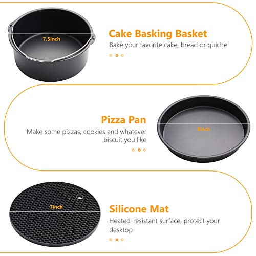 8 inch Air Fryer Accessories 12 Pcs for Gowise Phillips Cozyna Airfryer XL 4.2QT-5.8QT, Deep Fryer Accessories Set of 12