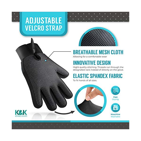 KK-Pet-Grooming-Glove-Set-Premium-Deshedding-Glove-for-Easy-Mess-free-Grooming-of-Dogs-Cats-Rabbits-and-Horses-with-LongShortCurly-fur-1-Pair-Gentle-Pet-Hair-Remover-Mitt-with-Storage-Bag KENNELS & KATS Pet Grooming Glove | Pet Brush Glove | Premium De-shedding Glove for Easy, Mess-free Grooming with 260…