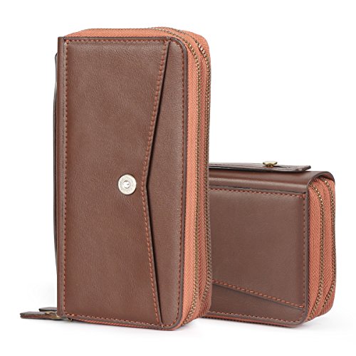 image for TSCASE Zipper Leather Wallet Case, Clutch Bag Phone Wallet Cover with 