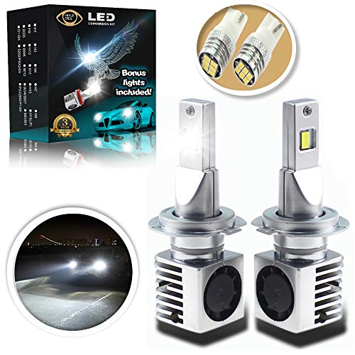 Eagle Eyes Extreme H7 LED Headlight Bulbs – New Extended Life – Bonus X2 Mini Led Bulbs – Intelligent Control, Plug and Play Conversion Kit – Adjustable Bright White High and Low Beam, Fog Light