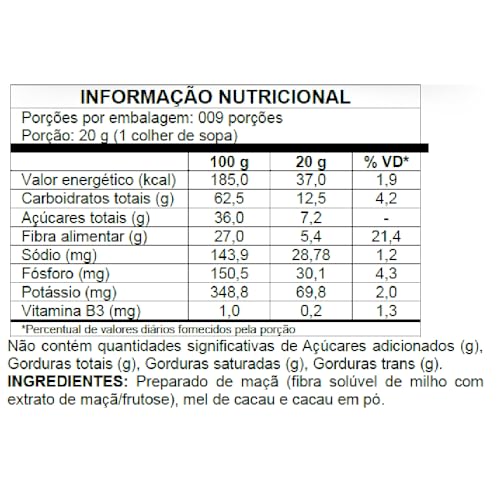 Chocolate Zero Gordura Nutricandies 100% Natural com Mel de Cacau e Maçã – Sobremesa Saudável Premium - Sem Gluten - Apenas 37 Calorias por Porção