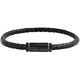 Edforce Stainless Steel Men's Braided Leather Bracelet