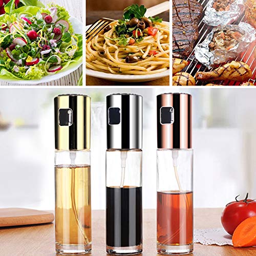 Cdycam Olive Oil Sprayer Misters Bottle, 100ml Food-grade Glass Oil Vinegar Soy Sauce Dispenser Pump Sprayer for BBQ, Grilling, Kitchen, Cooking, Salad, Bread Baking, Frying, Pack of 2 - Thumbnail 3