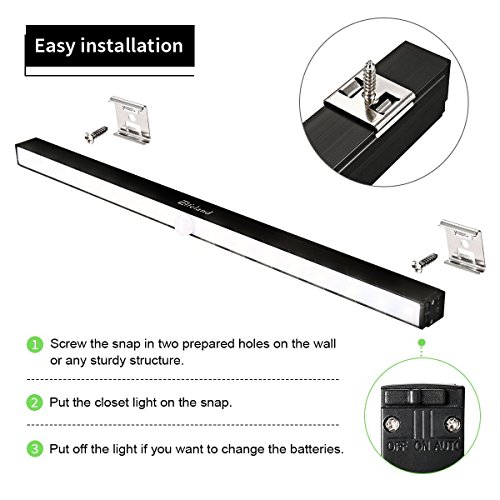 LED Closet Light, Elfeland 20LED Under Cabinet lights, Auto On/Off Cupboard Light Bar, Motion Sensor Wireless Wardrobe Light, Cordless Battery Operated Step Light Bar for Pantry, Stair, 2 Pack