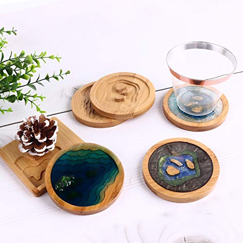 LET'S RESIN Wooden Coaster Molds, 5PCS Epoxy Resin Molds for Wooden Coasters, Square/Round Style (Side Length/Diameter 3.54"), Wooden Resin Molds for Crafts DIY, Coasters Making