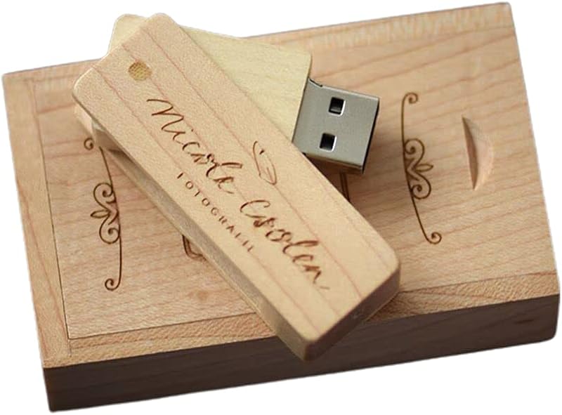 RXFSP Personalised Engraved Solid Wooden USB Flash Drive Gift 16GB Maple