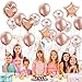 Rose Gold Birthday Decorations,MMTX Happy Birthday Banner Bunting for Girls and Women with 32 Latex Balloons 12 Confetti Balloons Foil Balloons Party Supplies
