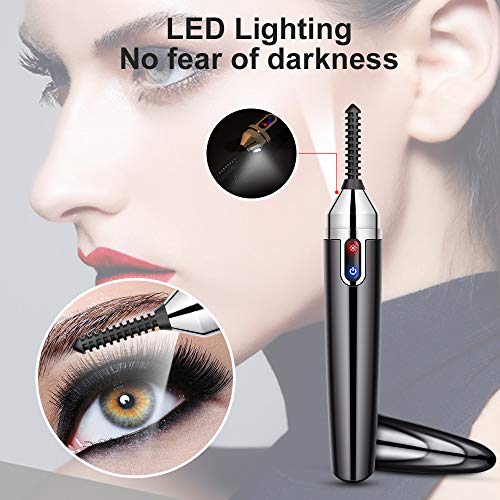 Heated Eyelash Curler, Upgrade Electric Eyelash Brush Lash Curler, USB Rechargeable Mini Eyelash Curler, 360° Automatic Rotary Eye Lashes Curling, Natural & Long Lasting Lashes Curlers, Quick Heating