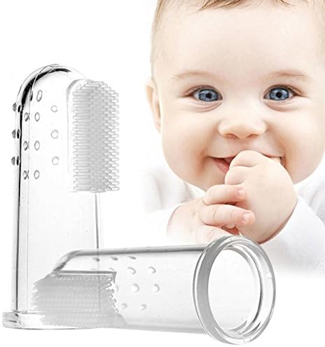 Ledyoung Baby Finger Toothbrush Set of 2 for Babies & Toddlers, Kids Love Them - Food Grade Silicone Finger Toothbrush, Clear, Soft Bristles, Train Your Child Healthy Oral Habits (Pack of 2)