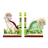 Fantasy Fields - Dinosaur Kingdom Thematic Set of 2 Wooden Bookends for Kids |  Imagination Inspiring  Hand Crafted & Hand Painted Details   Non-Toxic, Lead Free Water-based Paint