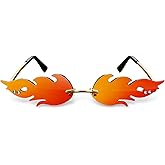 YOFIBRANT Fire Flame Sunglasses for Women Men Retro Vintage Rimless Sun Glasses Fire Shaped Frameless Eyeglasses Halloween Costume Accessories UV Protection