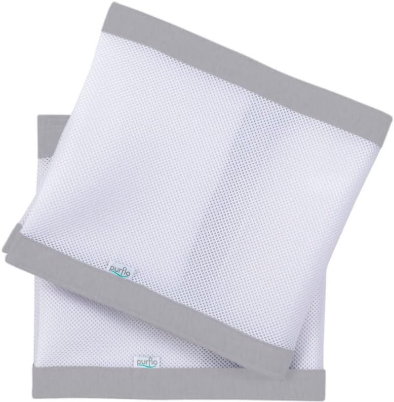 Purflo Breathable Cot Bumper 2pcs Cloud Grey Fits 140x70 cm