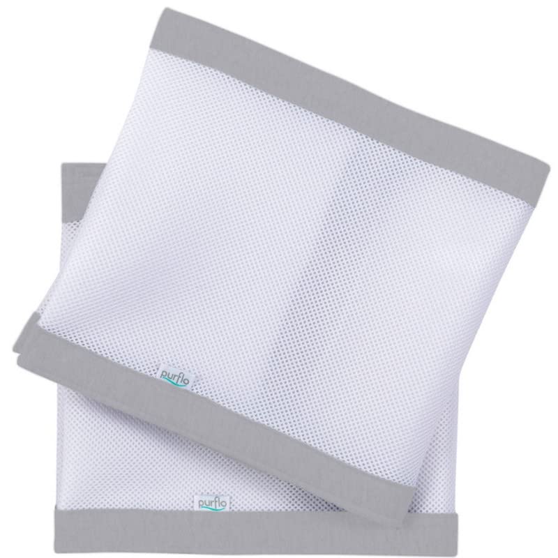 Purflo Breathable Cot Bumper (2pcs) | Safe Alternative to Traditional Baby Cot Bumpers | Machine Washable Mesh & Easy-Install Fixings | Fits Cot Bed up to 140x70cm | Baby Essential | Cloud Grey