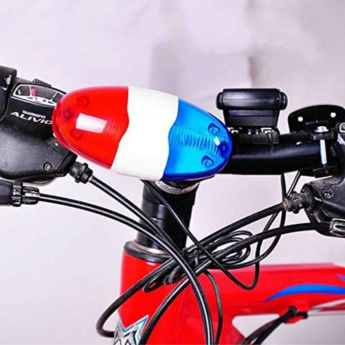 UMESHI Bike Bicycle Cycling 4 Sounds 6 LED Police Car Siren Electric Light Horn Bell