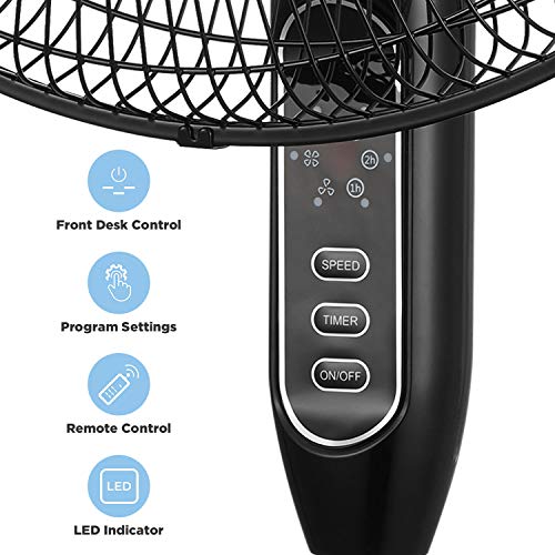 PELONIS FS4016JRB oscillating standing fan, 16inch, Black ★ Domoticans