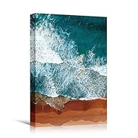 Canvas Wall Art Coastal Aerial View Beach Beach Blue Coastal Cool Photography Relax/Calm - 12x18 inches