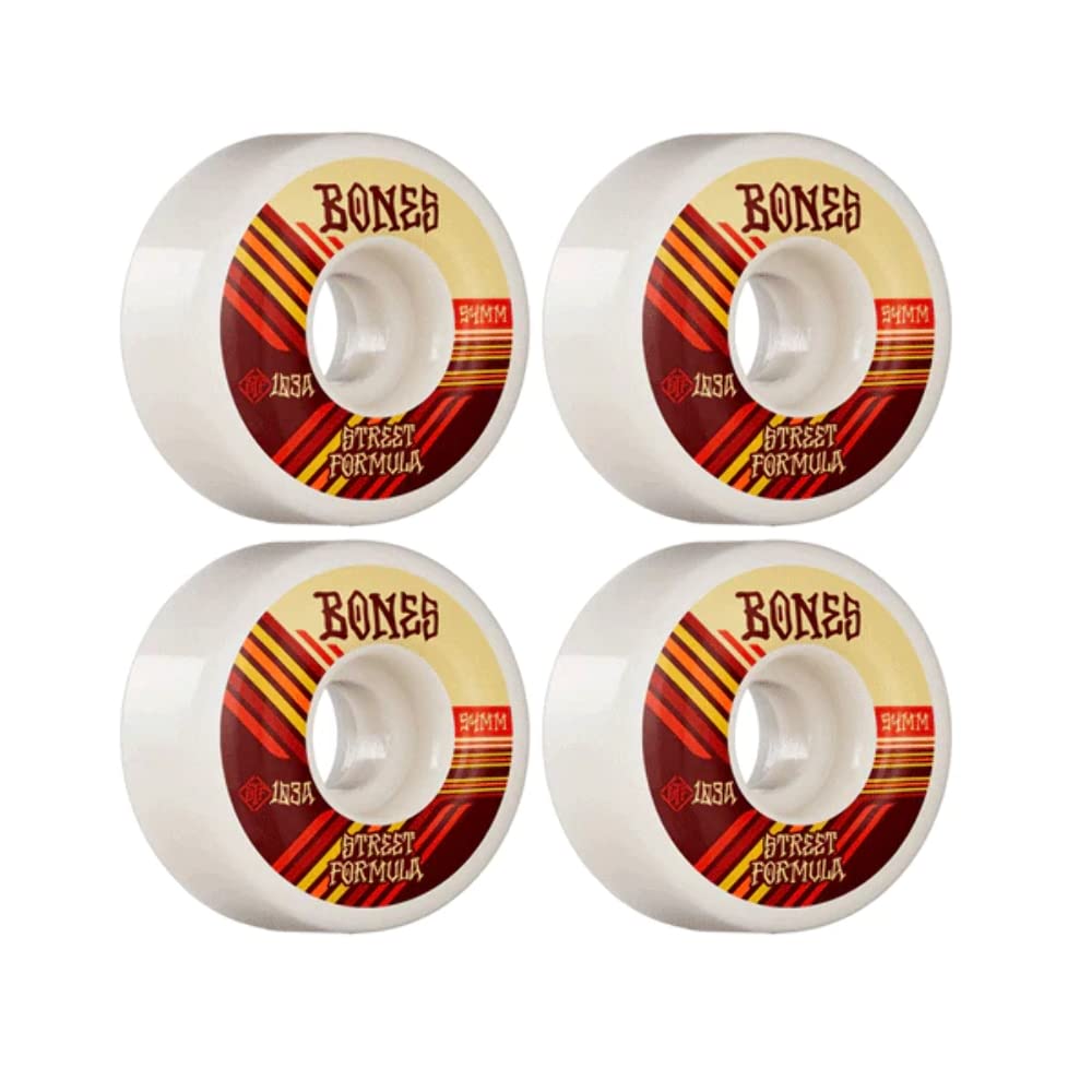 Bones Unisex's Wheels STF Retros 103A V4 Wide Skateboard, White, 54 mm,WSCATRV45403W4