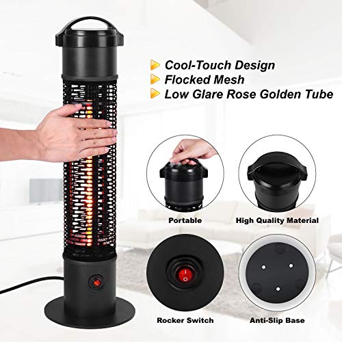 Star Patio Outdoor Freestanding Electric Patio Heater Infrared Heater, Stable Black Column Heater Suitable as a Balcony Heater, Verandah Heater, BBQ and Outdoor Party Heater, ZHQ1088-HD-65