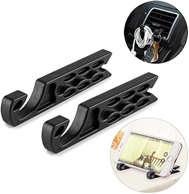 Naisicantar - Juego de 2 Ganchos de plástico para Rejilla de ventilación de Coche, Soporte para teléfono y Gafas de Sol, llaveros, Auriculares, Cable de Almacenamiento para Coche, Color Negro: Amazon.es: Electrónica