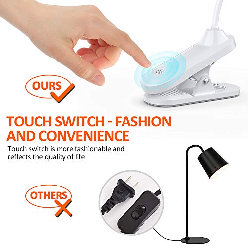 STOON Reading Light with Clip, Rechargeable 30 LEDs Book Light with 3 Brightness (Cool and Warm) and Touch Switch, Flexible USB Eye-Care Desk Lamp for Kids Adults Reading in Bed