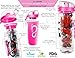 Live Infinitely 32 oz. Fruit Infuser Water Bottles With Time Marker, Insulation Sleeve & Recipe eBook - Fun & Healthy Way to Stay Hydrated (Pink Timeline, 32 Ounce)