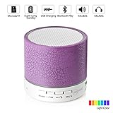 Leacoco Mini Wireless Portable Bluetooth Speaker With LED and Build-in Mic Support AUX TF for iPhone iPod and Android System Equipment Etc. (Purple) (CTX-liewenyinxiang-zi)