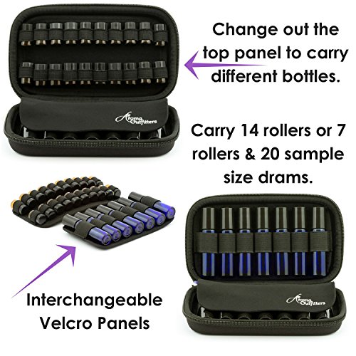 Aroma Outfitters Essential Oil Carrying Case. Premium Storage Protection & Organizer for Roller Bottles. Carry Case Protects up to 14 Roller Balls and Sample Drams - Perfect for Travel (Black) - Thumbnail 2
