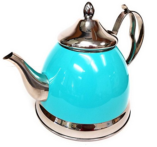 Creative Home Nobili-Tea 2qt Stainless Steel Tea Kettle with Removable Infuser Basket, Aqua Sky Creative Home Nobili-Tea 2qt Stainless Steel Tea Kettle with Removable Infuser Basket, Aqua Sky