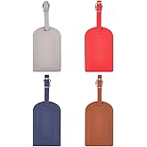 BEAMARKER 4Pcs Luggage Tags for Suitcases PU Leather Personalized Suitcase Tag Set Waterproof Luggage ID Labels Name and Address with Privacy Cover for Travel Baggage Handbag School Bag Backpack