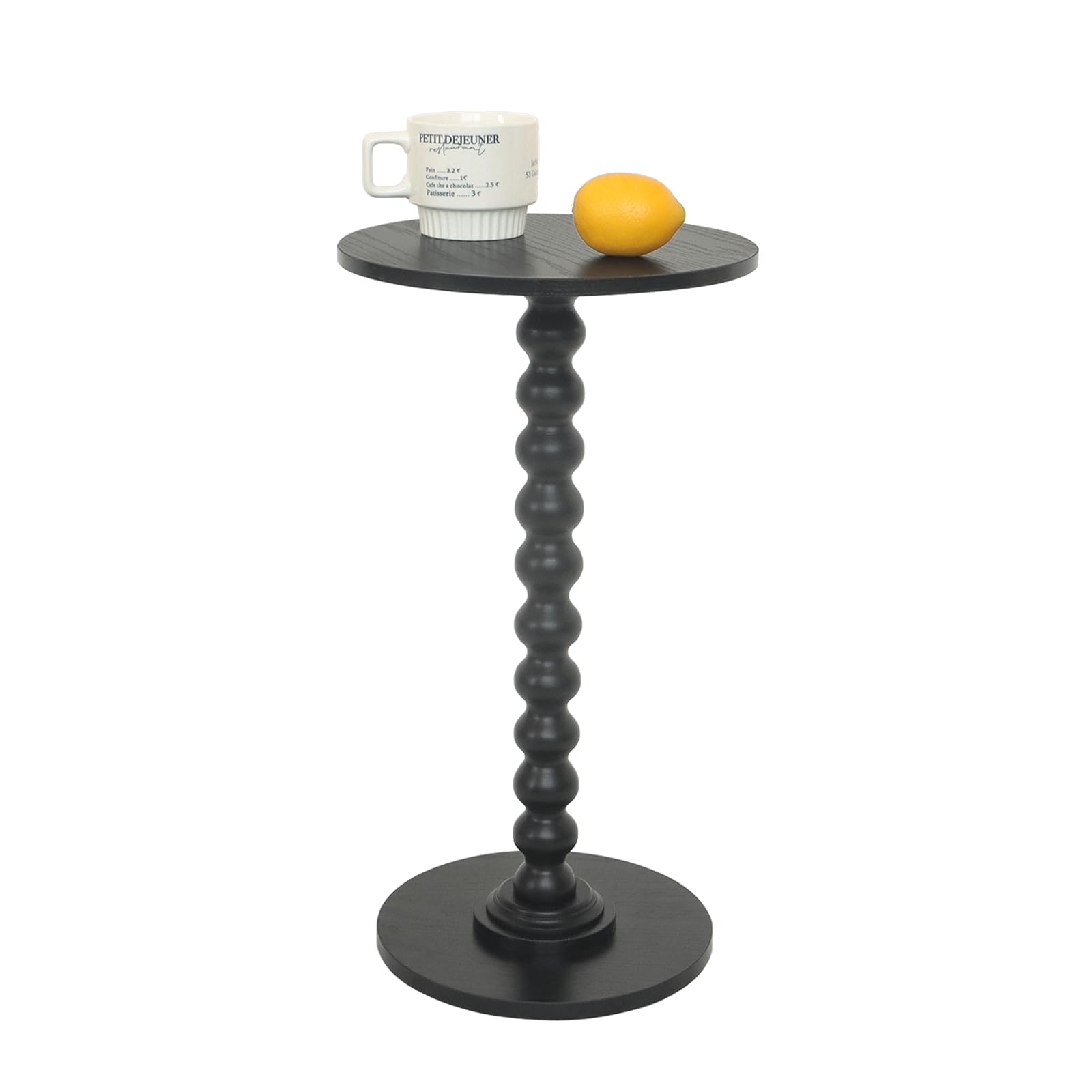 Photo 1 of Fultyle Round Side Table, Small Drink Table for Small Spaces, Modern Accent End Table Nightstand with Solid Wood Leg for Living Room, Bedroom, Corners, and Office (Black)