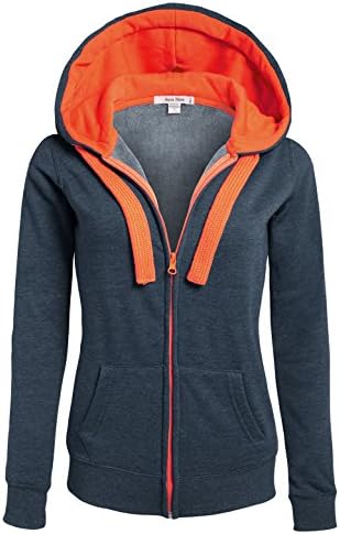 REVENINE Women's Zip Up Fleece Long Sleeve Hoodie Jacket w/ Pockets Small Navy