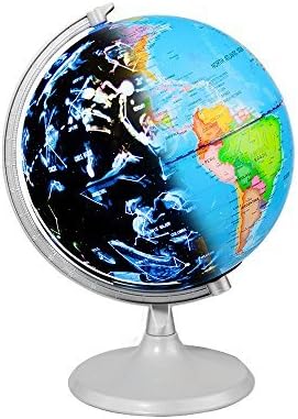 CYHO Illuminated World Globe, 8 Inch Constellation Globe with World Map for Kids Educational Interactive Astronomy & Geographic Map Globe