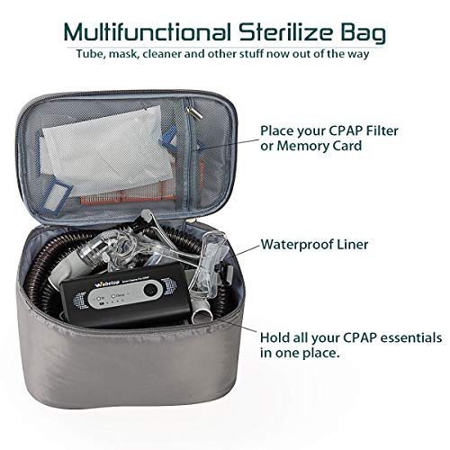 Webetop 2020 Upgraded CPAP Cleaner and Sanitizer Bundle with Sanitizing Bag Two Universal T Adapters Fit for Heated Hose AirMini Portable Travel Mini Cleaner for Mask Tube or Humidifier Black