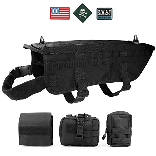 Tactical dog training molle vest harness, whippy pet ve…