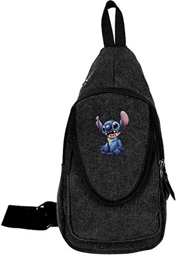 PPlidfen Stitch Lilo Cool Outdoor Sports Casual Canvas Unbalance Backpack Crossbody Sling Bag Shoulder Bag Chest Bag