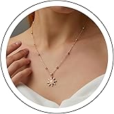 Andelaisi Boho Opal Sunflower Pendant Necklace Gold Moonstone Flower Necklace Choker Vintage Opal Sun Choker Necklace Minimalist Satellite Chain Necklace Jewelry for Women