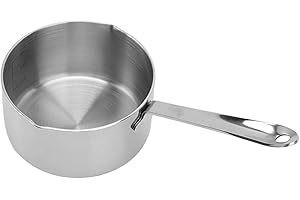 Stainless Steel Butter Warmer Pot, 12oz Small Saucepan with Dual Pour Spout, 3-Ply Milk Pot for Stove Top, Induction Compatib