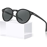 CARFIA Acetate Vintage Round Polarized Sunglasses for Men UV400 Lenses Hand-crafted Frame