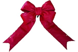 Vickerman 12" x 15" Red Nylon Outdoor Structural Bow - Flexible Bow for Outdoor Use with Easy Hanging Wire Included - Festive Decor for Outdoor Spaces