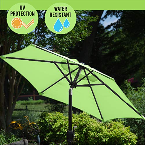 6 Ft Outdoor Patio Umbrella with Aluminum Pole, Easy Open/Close Crank and Push Button Tilt Adjustment - Light Green Market Umbrellas