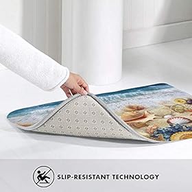 Beach Bathroom Rug Seashell Bath Mat Non Slip Soft Comfortable Water Absorption Doormat 24x16 Inch 51bUJFD5LeL