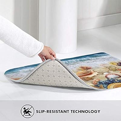 Beach Bathroom Rug Seashell Bath Mat Non Slip Soft Comfortable Water Absorption Doormat 24x16 Inch 51bUJFD5LeL