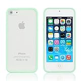 iPhone 5 & 5S Hybrid Bumper Case, ANLEY Candy Trim Series - [1.5mm Slim Fit] [Shock Absorption] Jelly Silicone Bumper with Frosted Clear Hard Back Cover for Apple iPhone 5 & 5S (Mint Green) + Free Ultra Clear Screen Protector Film