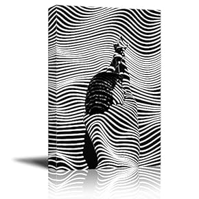 Canvas Wall Art - Abstract Woman with Zebra Stripe in Black and White - Giclee Print Gallery Wrap Modern Home Art Ready to Hang - 12x18 inches