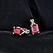JewelryPalace Emerald Cut 6ct Created Red Ruby Hoop Earrings 925 Sterling Silver