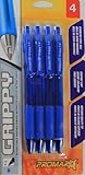 Promarx Grippy 1.0mm Retractable Pens, Blue Ink, Comfort Grip, 4-pack