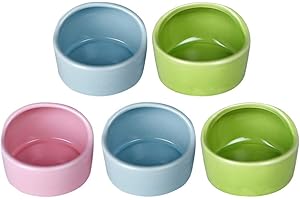 Balacoo 5pcs Pet Hamster Feeding Bowls Ceramic Small Animal Dishes Food and Water Bowl for Mouse Guinea Pig Hedgehog (Random Color)