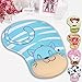 Onwon Cartoon Wrist Protected Personalized Computer Decoration Gel Wrist Rest Mouse Pad Ergonomic Design Memory Foam Mouse Pad Gel Mouse Pad/Wrist Rest(Blue Cat Style)