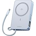 UGREEN MagFlow Qi2 25W 10000mAh Battery Pack Power Bank with MagSafe, Built-in Cable Magnetic Wireless Charging, 30W USB-C Fa