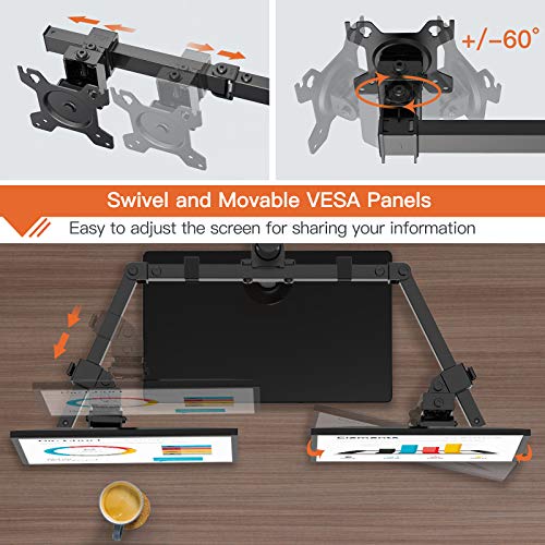 Perlegear Dual Monitor Stand, Freestanding Desk Mount with Glass Base